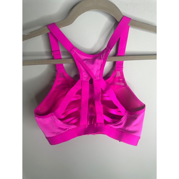Victoria Secret Sport Hot Pink Front Zip Strappy Sports Bra Size 32C - Picture 10 of 10